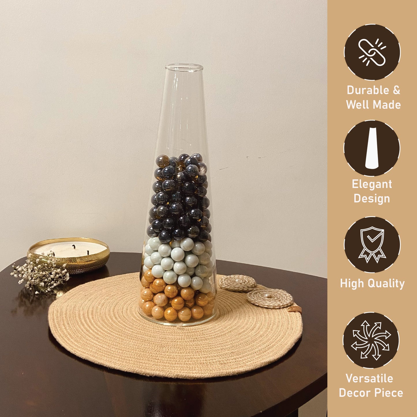 Labzio Home Glass Vase for Flowers & Plants (Transparent, 30 cm X 10 cm) - Living Room Glass Vase Pot for Water Plants Home Decor Dining Table Decoration Bedroom Hall Aesthetic House Warming Gift