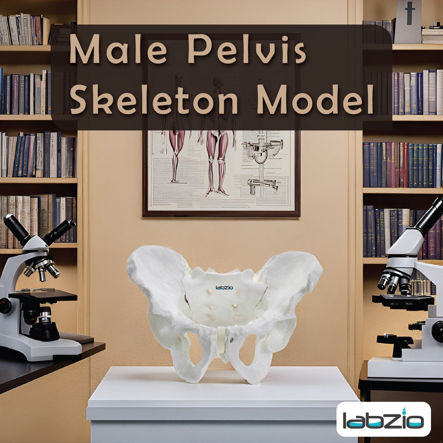 Labzio - Male Pelvis Skeleton Model, Anatomically Correct, Life Size – Ideal for Educational, Medical, and Demonstrative Purposes