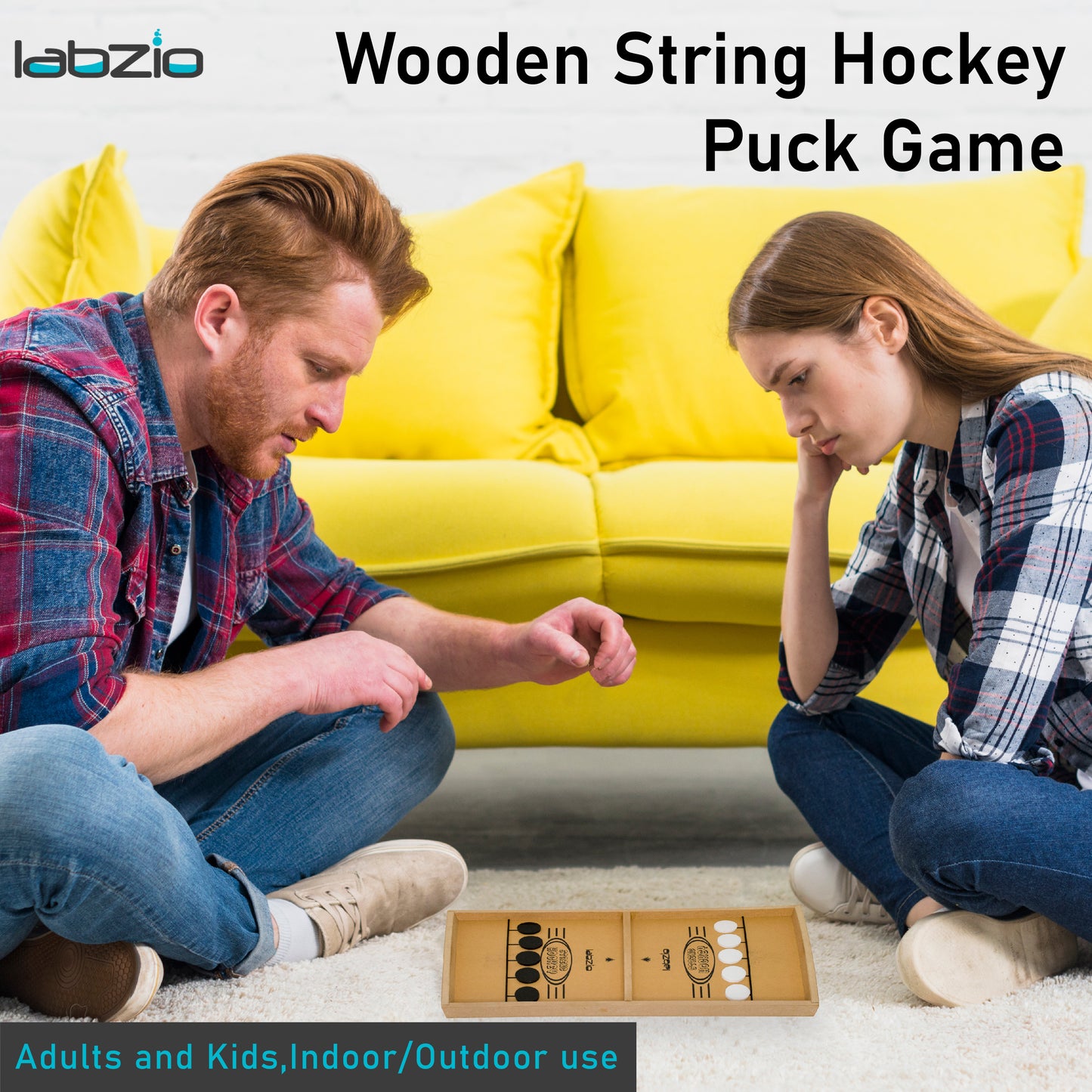 Labzio Home- Wooden String Hockey Game | Fastest Finger First Board Game | Wooden String Hockey Game for 2 Players | Adults, Kids