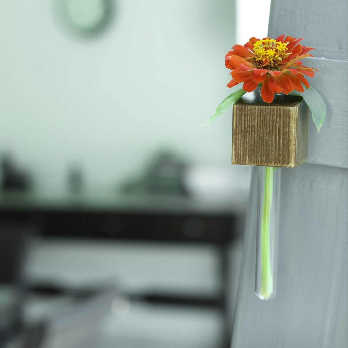 Labzio Magnetic Cube Flower Vase for Fridge Door & Metal Surfaces | Modern Wall Mounted Decorative Planter with Strong Magnet | Mini Glass Tube Vase for Home & Office Decor – Beige