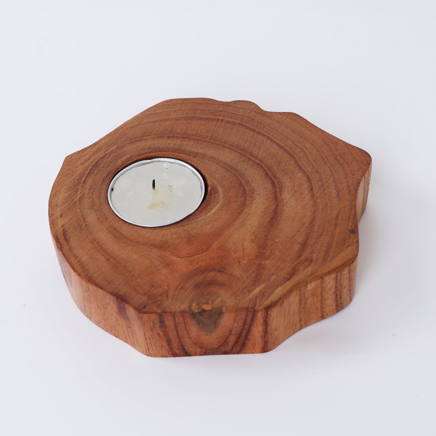 LABZIO Zig-Zag Wooden Tealight Candle Holder – Handcrafted Rustic Natural Wood Design for Home Décor, Weddings & Events