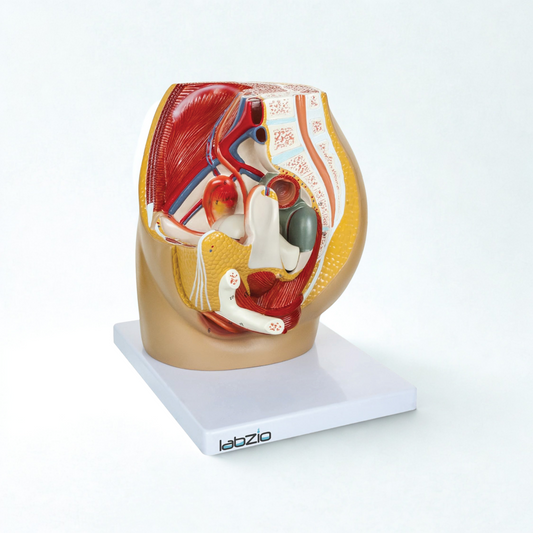 Labzio Anatomical Female Pelvis Model | 3-Part Dissectible, Sagittal Section View | Anatomy Model for Study & Demonstration | Includes Detailed Guide for Students & Professionals