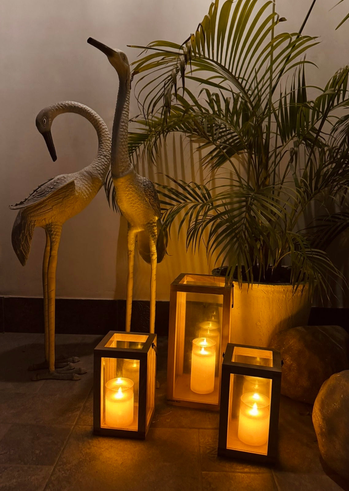 Labzio Home -Wooden Candle Stand, Lantern for Indoor/Outdoor use,Contemporary Chic Styling, Comes with a Handle for for The Ease of Hanging