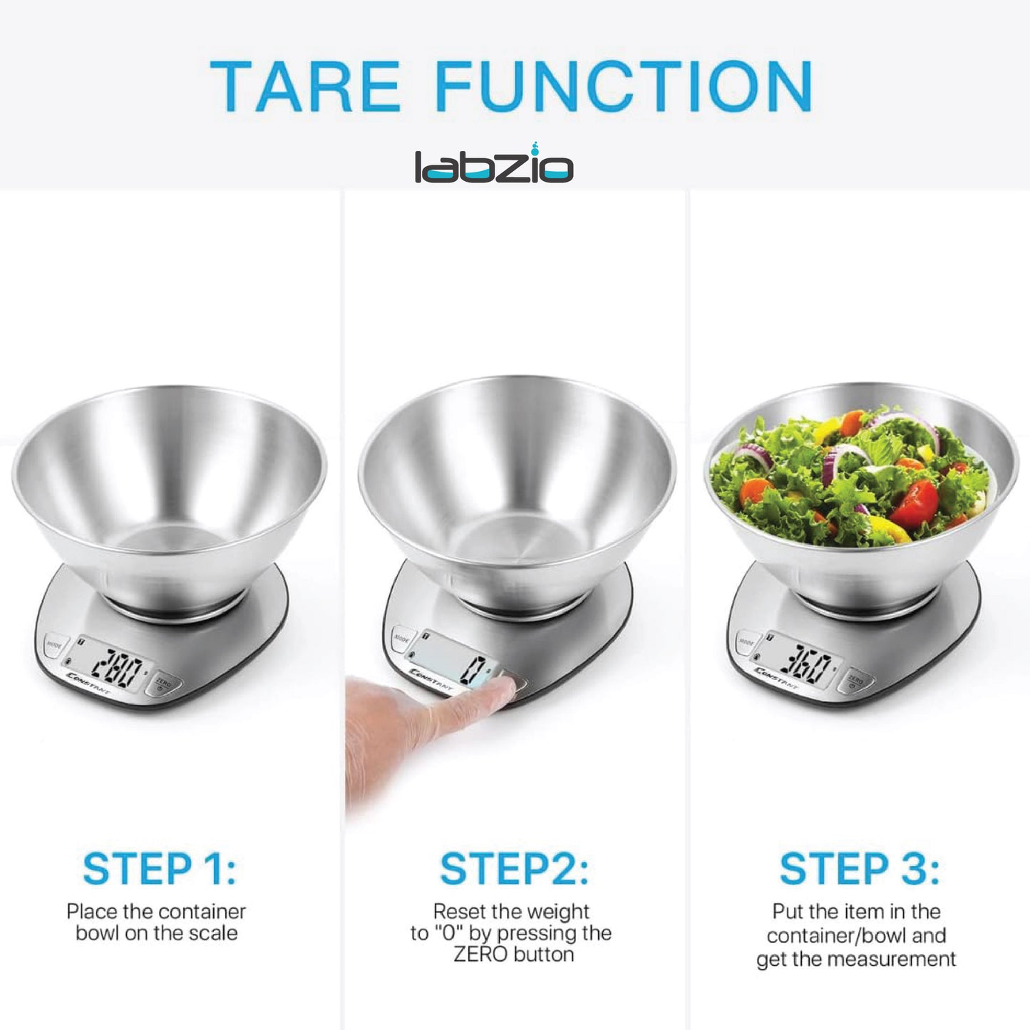 LABZIO - Digital Kitchen/Food/Baking Slim Weighing Scale, Precise Weight Scale Capacity 1g - 5Kgs, auto off,Batteries Included (Silver)