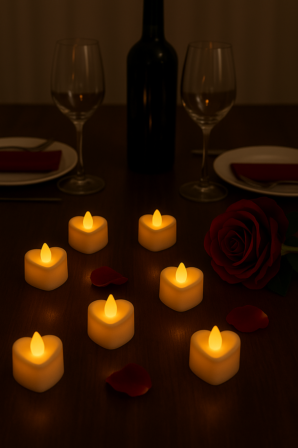 LABZIO Flameless LED Heart-Shaped Tea Light Candles |Compact Decorative Flickering Diya Lights 4 cm Width × 2 cm Height | Ideal for Pooja Diwali, Temple, Balcony & Room Décor|Plastic Build | Pack of 6