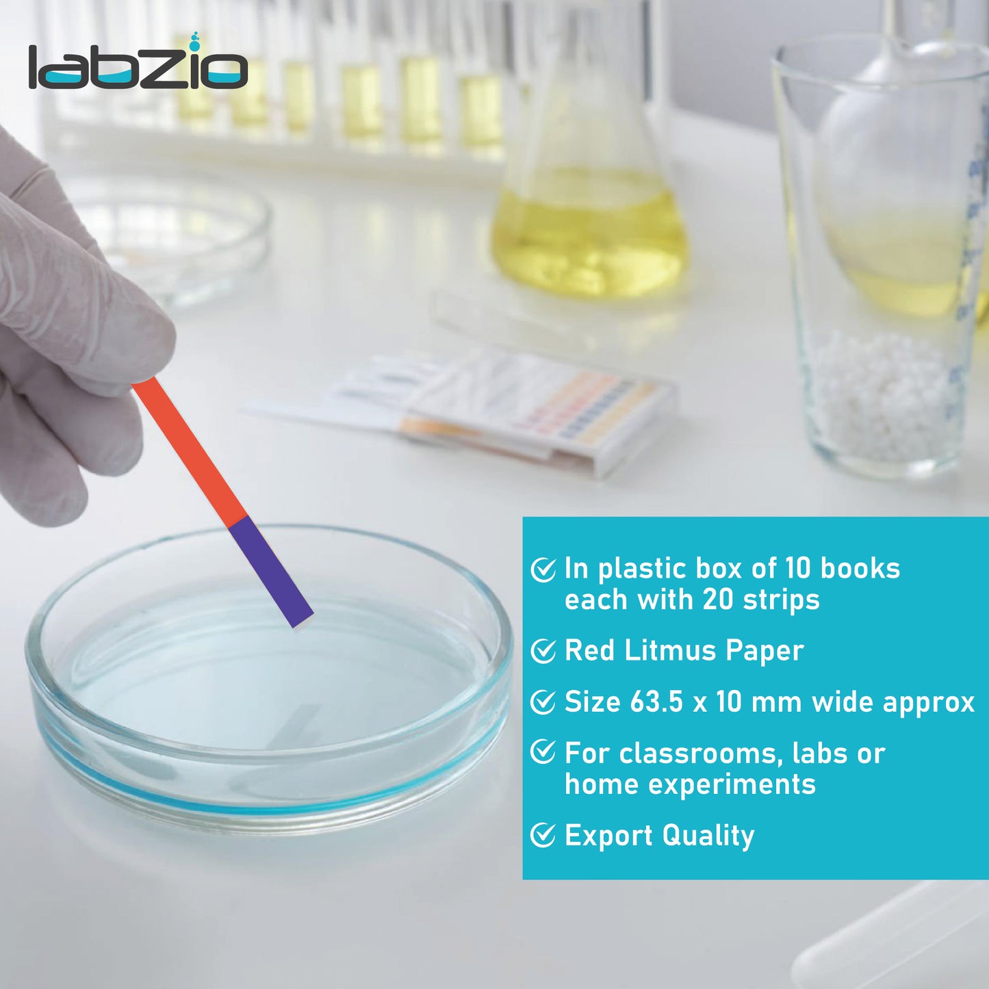 EISCO Red Litmus Paper Strips – 200 pH Test Strips for Acid & Base Testing | Lab-Grade pH Indicator for Science Lab, Classroom, Water Testing, Chemistry Experiments, Skincare, Soil & Home Use