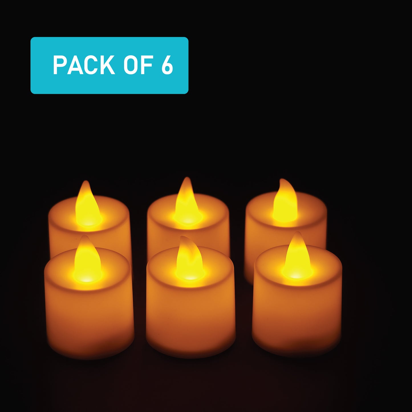 LABZIO Flameless LED Tea Light Candles | Decorative Flickering Diya Lights for Diwali Festival Navratri Wedding Temple Home & Room Decoration | Plastic Body | 4 cm Dia × 5 cm Height