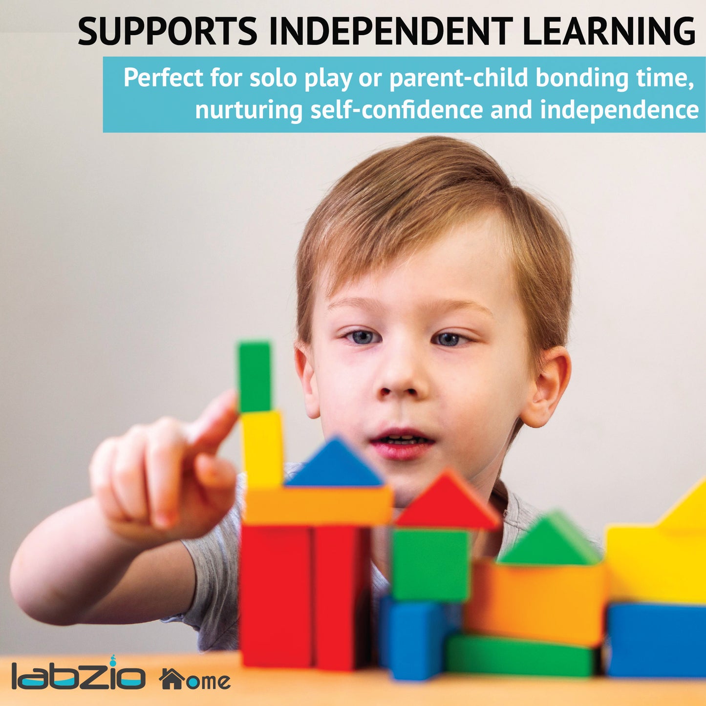 Labzio -Wooden Toy/Puzzle for Learning with Sorting and Stacking Geometrical Shapes and Colours for Children in a Fun Way.