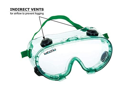 LABZIO - Premium Safety Goggles, Chemical Resistant, With Anti-Fogging Indirect Vents, Universal Fitting Over Prescription Glasses, Meets Safety Standards, Perfect For Laboratory Or Outdoor Use