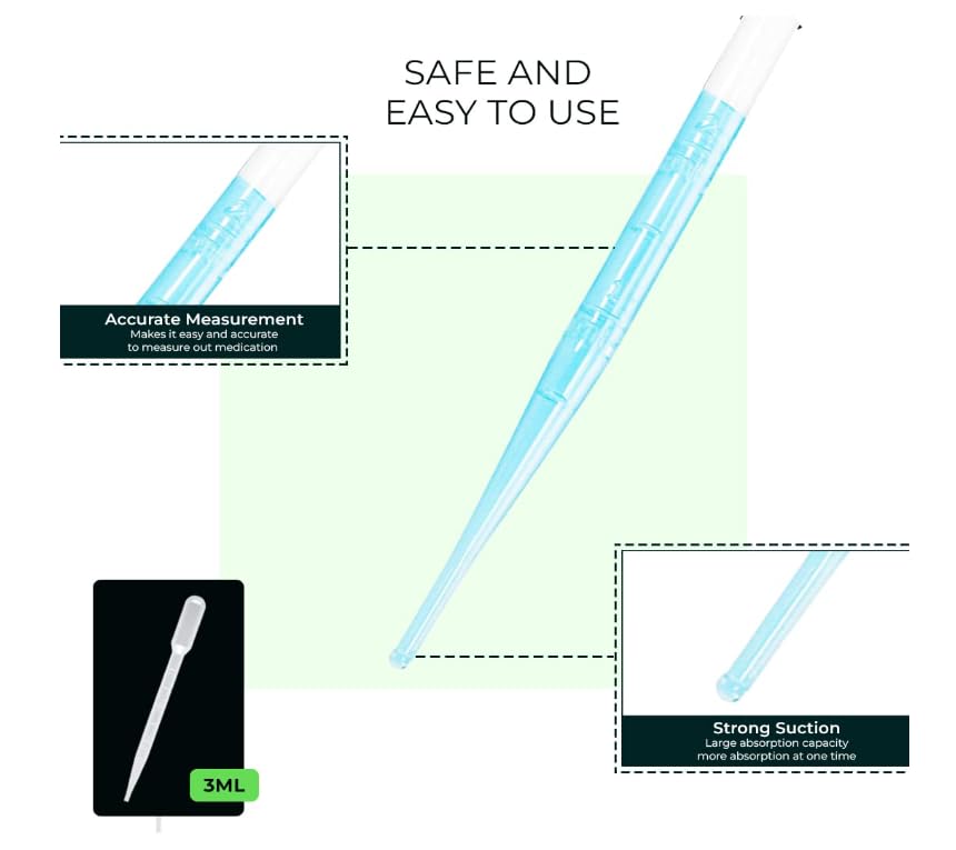 Labzio 3 ml Transfer Graduated Pipettes Graduated 0.5 ml Dropper, Ink Filler (Pack of 100)