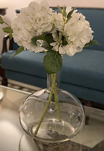 Labzio Home Amber Glass Vase - 30cm Tall Decorative Vase for Living Room, 24.5cm Wide Modern Home Decor | Perfect for Dried Flowers, Pampas Grass | Stylish Round Base, Slim Neck Design