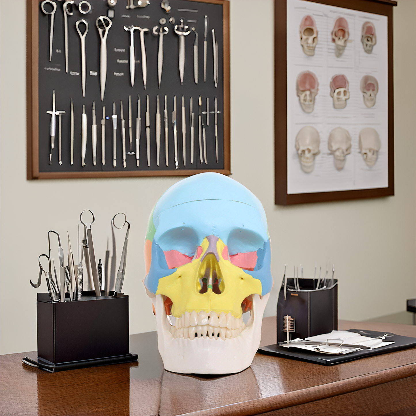 Labzio Colored Human Skull Model — Life-Size 3-Part Anatomical Skull with 14 Bones, Removable Calvarium & Articulating Jaw | Skull for Anatomy, Decor, Dental Students