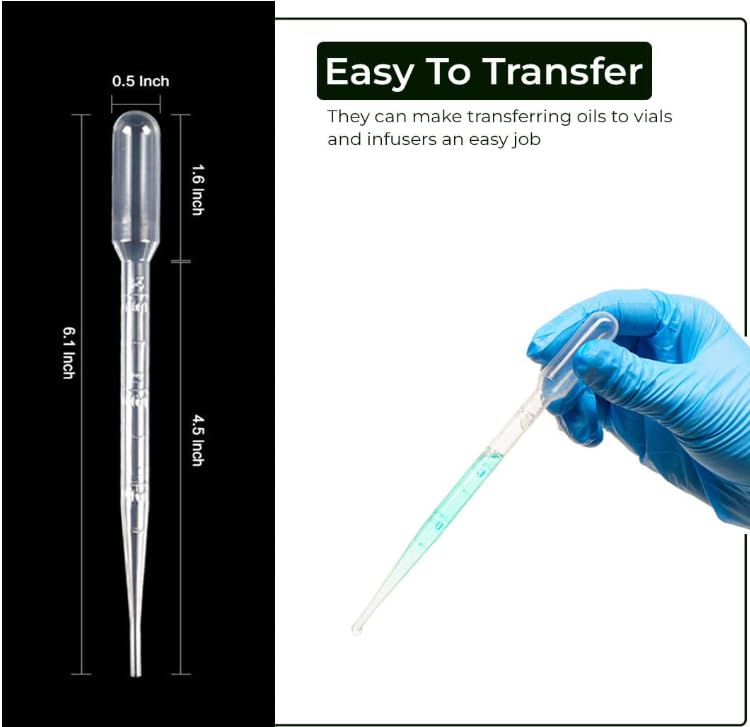 Labzio 3 ml Transfer Graduated Pipettes Graduated 0.5 ml Dropper, Ink Filler (Pack of 100)