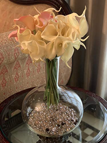 Labzio Home Amber Glass Vase - 30cm Tall Decorative Vase for Living Room, 24.5cm Wide Modern Home Decor | Perfect for Dried Flowers, Pampas Grass | Stylish Round Base, Slim Neck Design