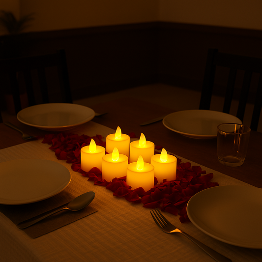 LABZIO Flameless LED Tea Light Candles | Decorative Flickering Diya Lights for Diwali Festival Navratri Wedding Temple Home & Room Decoration | Plastic Body | 4 cm Dia × 5 cm Height