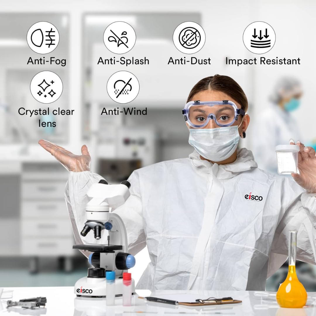 LABZIO - Premium Safety Goggles, Chemical Resistant, With Anti-Fogging Indirect Vents, Universal Fitting Over Prescription Glasses, Meets Safety Standards, Perfect For Laboratory Or Outdoor Use