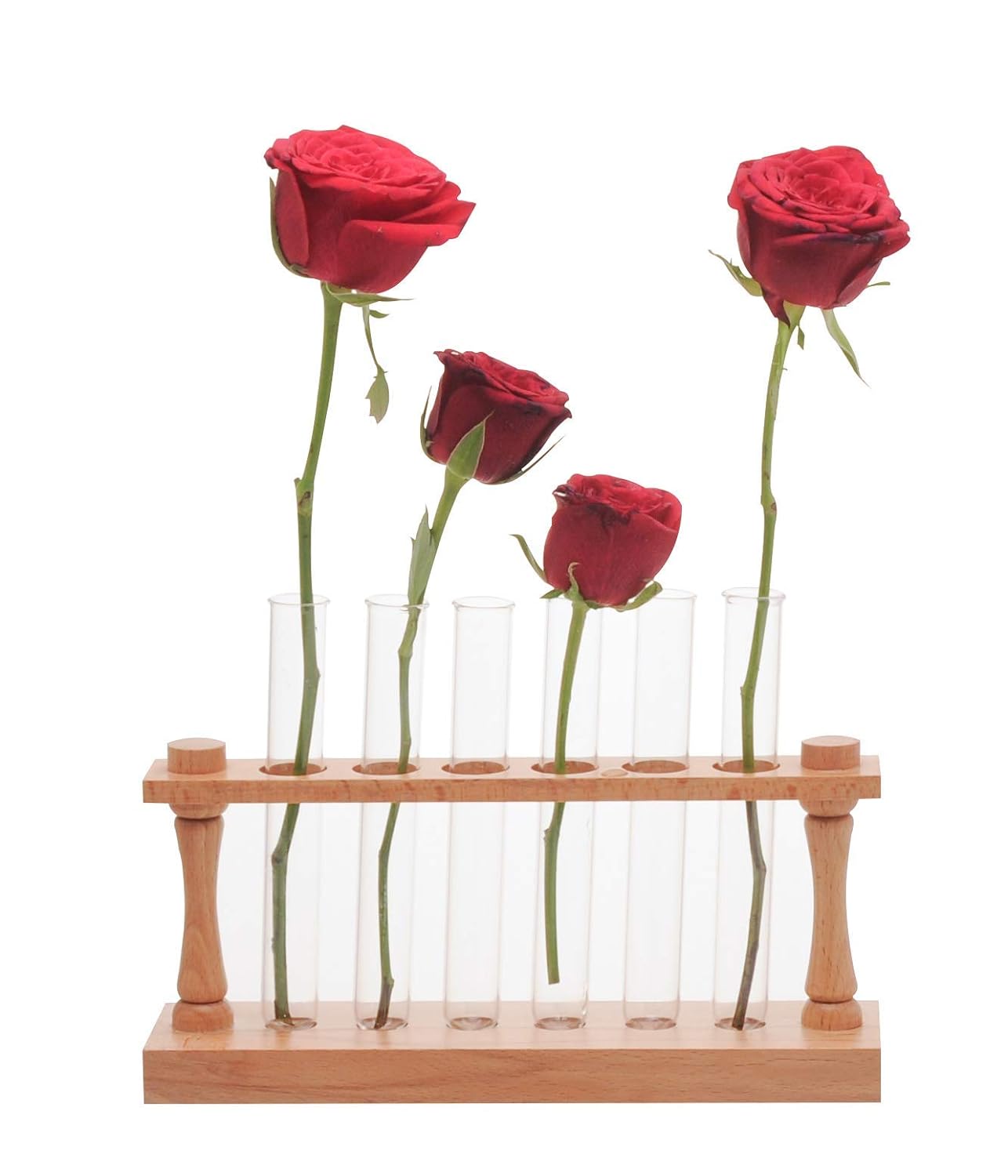 EISCO Wooden Test Tube Rack with 6 Borosilicate Glass Tubes (30ml) – Sturdy Polished Lab Stand, Holds 22mm Tubes, Ideal for Chemistry, Biology, Science Experiments, School Labs & Professional Research