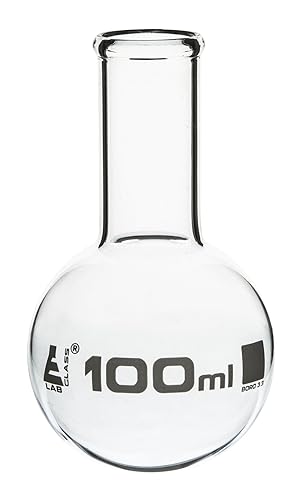 Eisco Labglass CH0402C Round Bottom Boiling Flask, 100 ml, Narrow Neck with Beaded Rim, Borosilicate Glass, Pack of 12