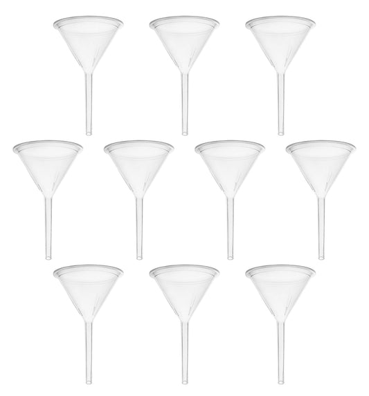 EISCO Plastic Filter Funnel – 62mm Diameter, 62mm Stem, Polyethylene (Pack of 10) Lab Filtration Funnel for Chemistry, Science Experiments, Liquid Transfer, Oil, Acids, Solvents, Industrial & Home Use