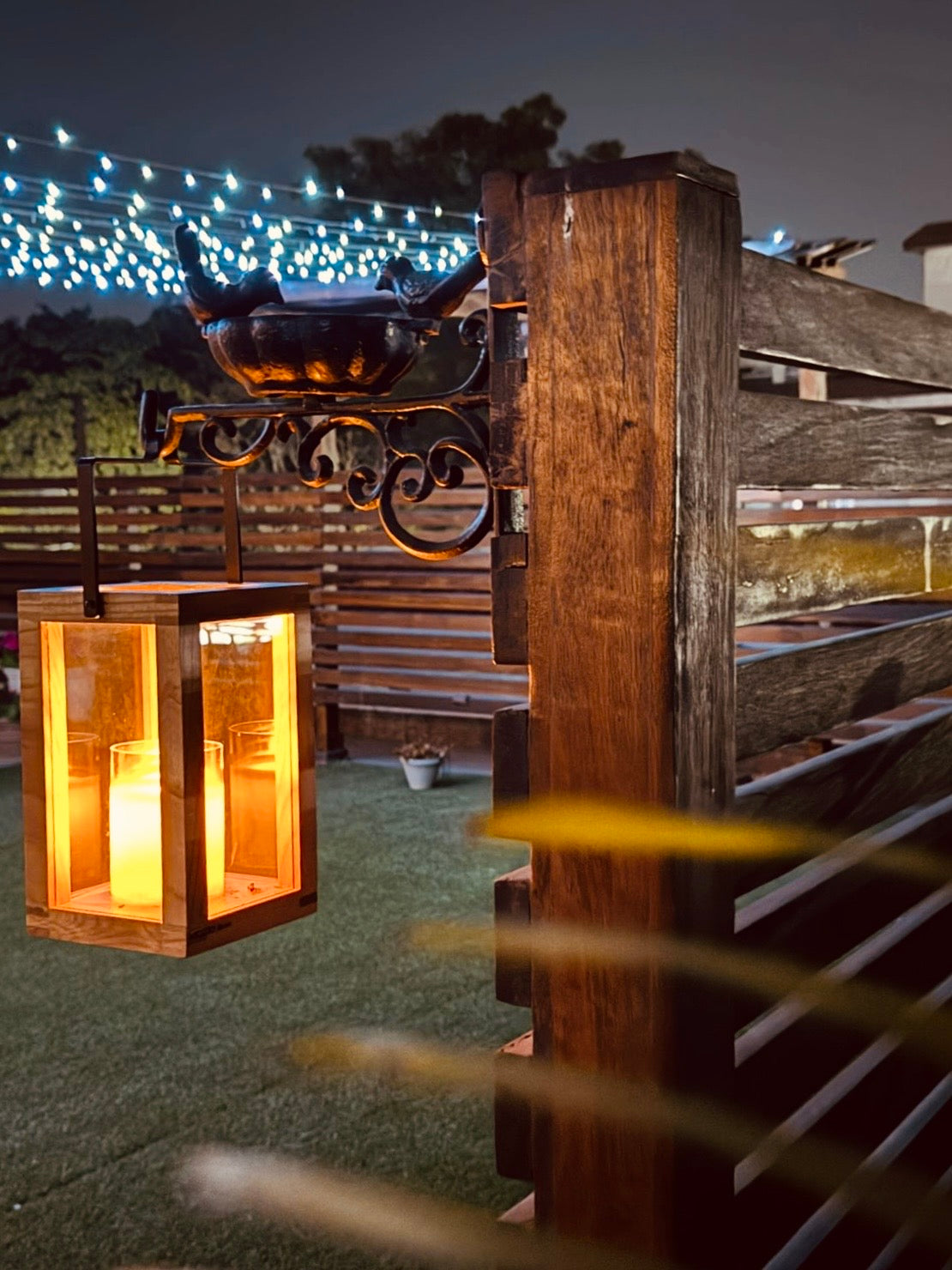 Labzio Home -Wooden Candle Stand, Lantern for Indoor/Outdoor use,Contemporary Chic Styling, Comes with a Handle for for The Ease of Hanging