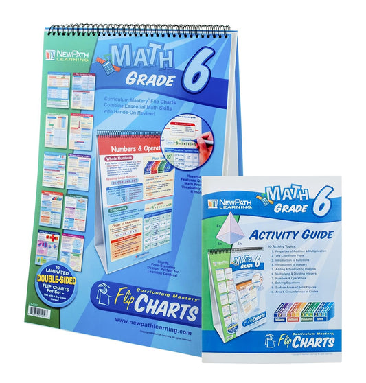 Eisco Grade 6 Maths Educational Flip Charts, 10 Charts With Activity Guide