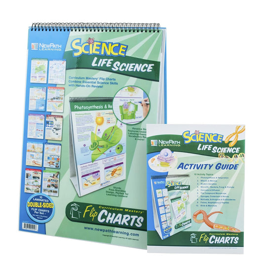 Eisco NewPath Learning Life Science Flip Charts & Activity Guide – Curriculum Mastery Educational Classroom Charts – Double-Sided, Hands-On Science Learning for Kids