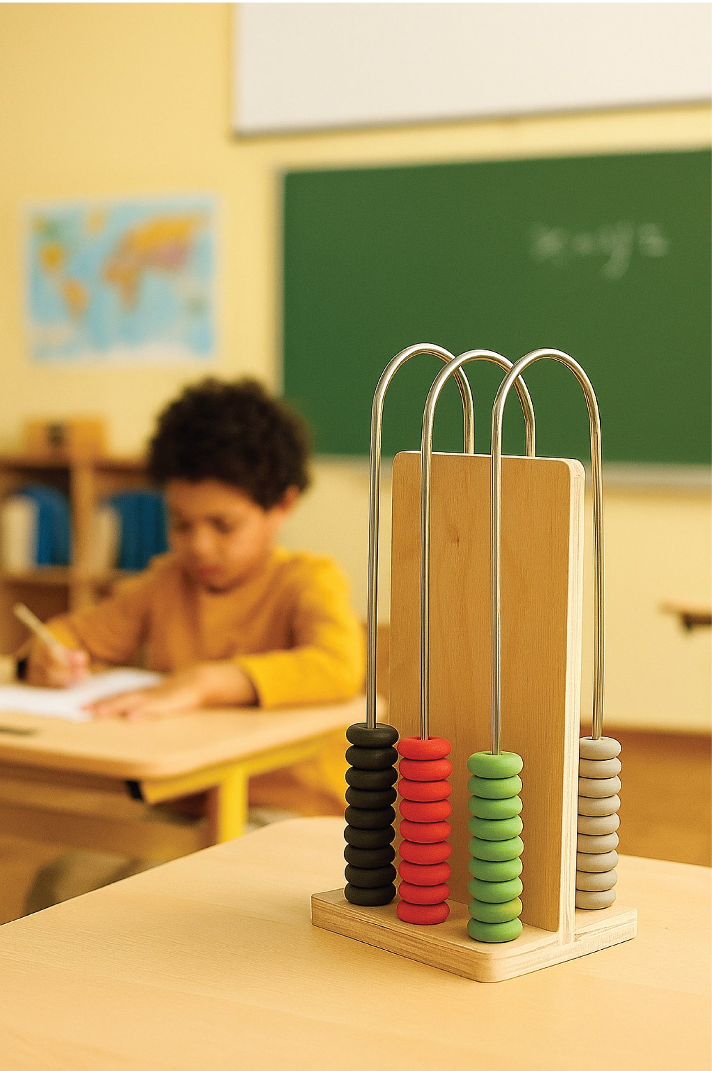 EISCO - Abacus, 3 U-Shaped Steel Wires, Wooden Frame, Arithmetic Learning and Calculation Tool for Students and Teachers