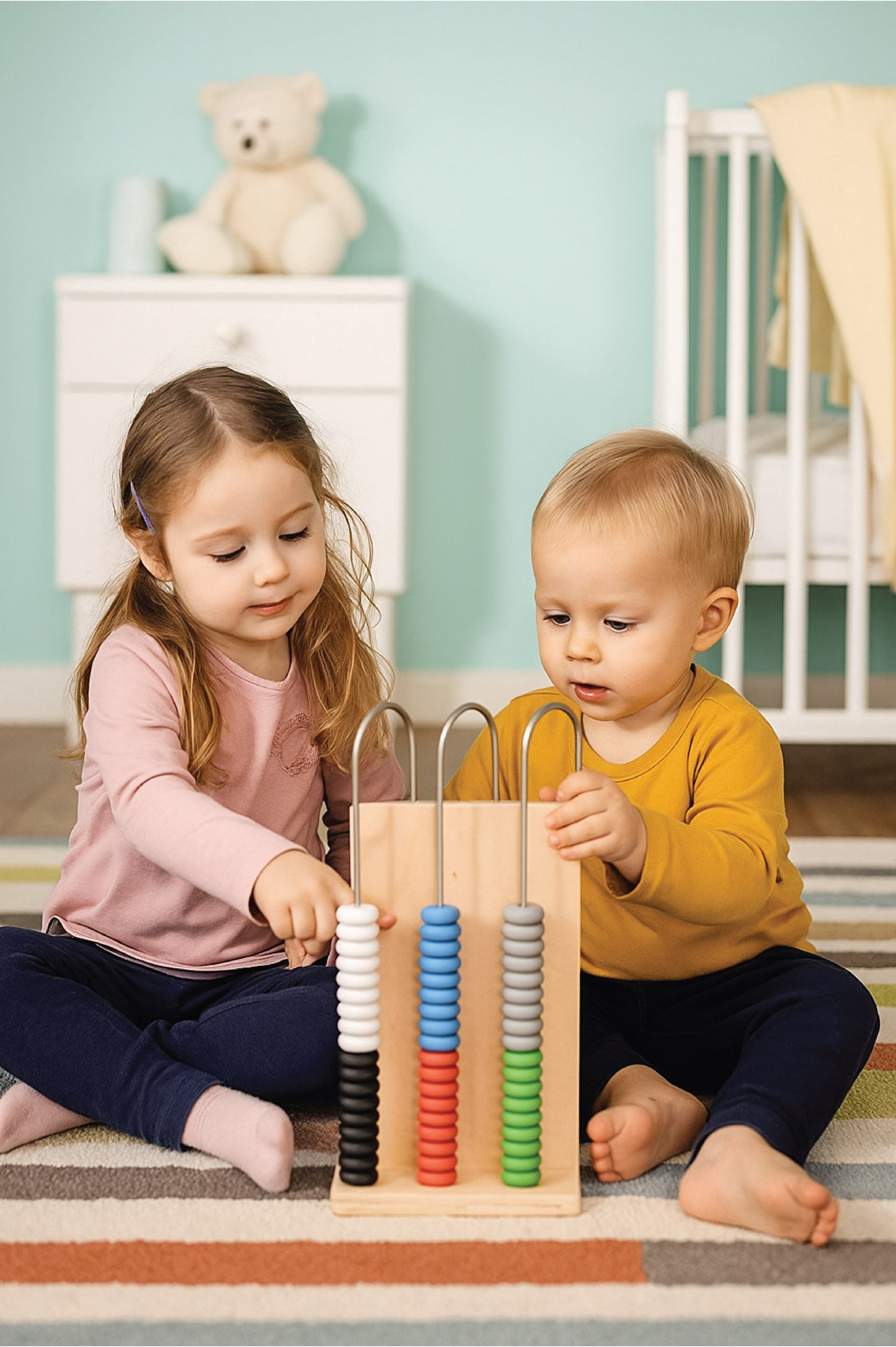 EISCO - Abacus, 3 U-Shaped Steel Wires, Wooden Frame, Arithmetic Learning and Calculation Tool for Students and Teachers