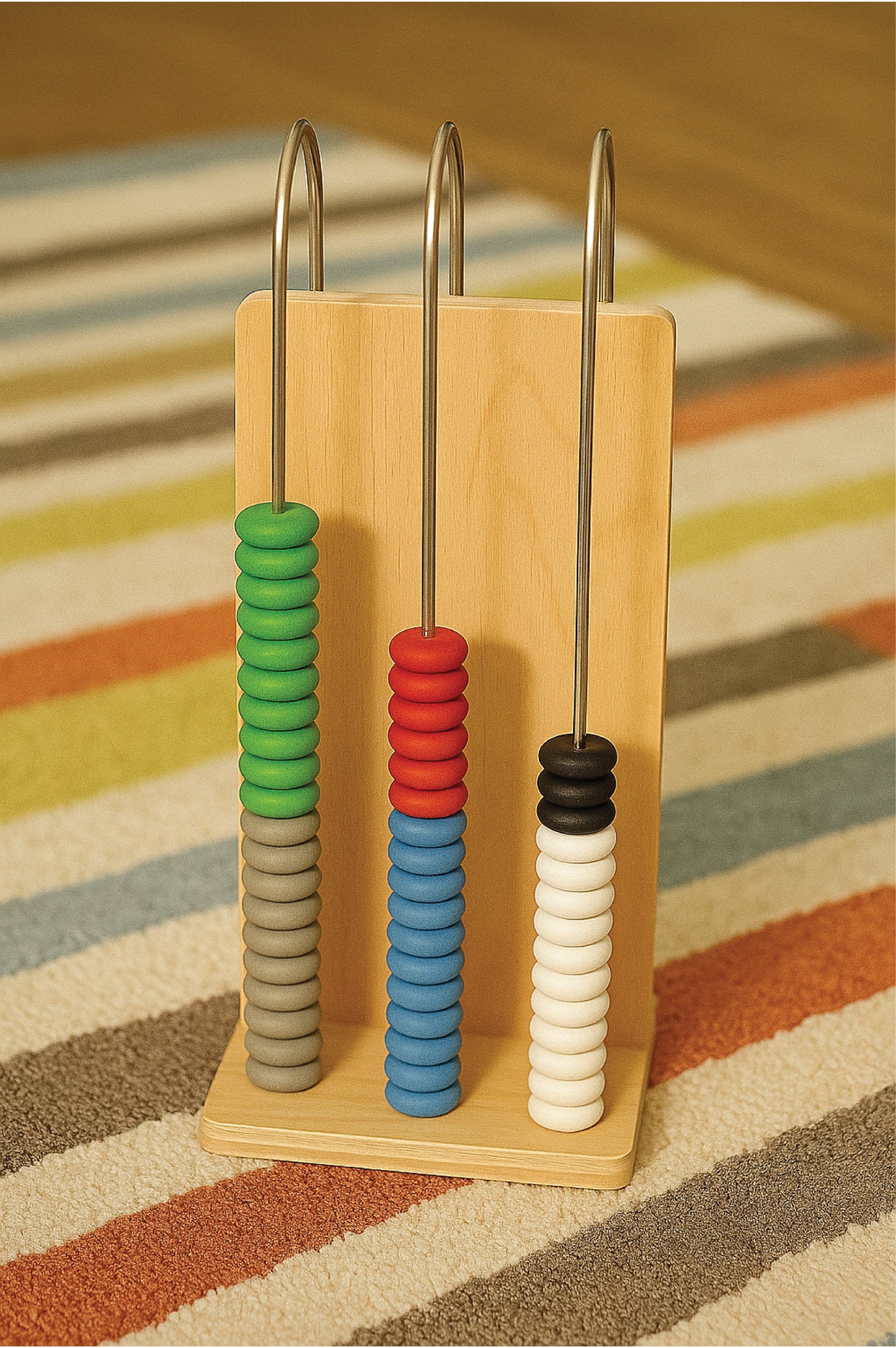 EISCO - Abacus, 3 U-Shaped Steel Wires, Wooden Frame, Arithmetic Learning and Calculation Tool for Students and Teachers