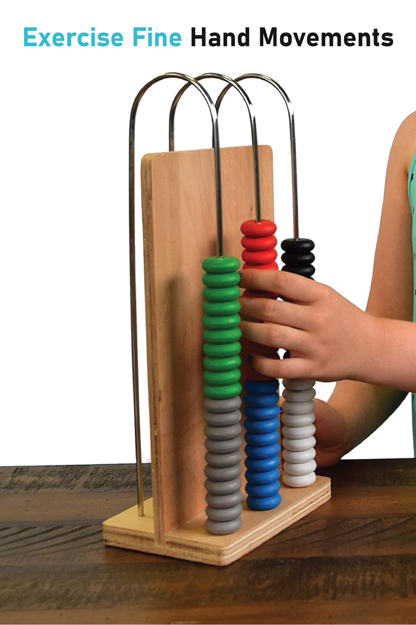 EISCO - Abacus, 3 U-Shaped Steel Wires, Wooden Frame, Arithmetic Learning and Calculation Tool for Students and Teachers