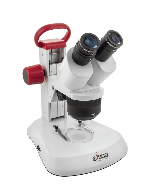 EISCO Premium Redline Stereo Binocular Microscope – Dual Magnification 10X/20X – Incident & Transmitted LED with Adjustable Illumination – Wide Field Eyepieces, Eyeshades, Durable Carry Handle