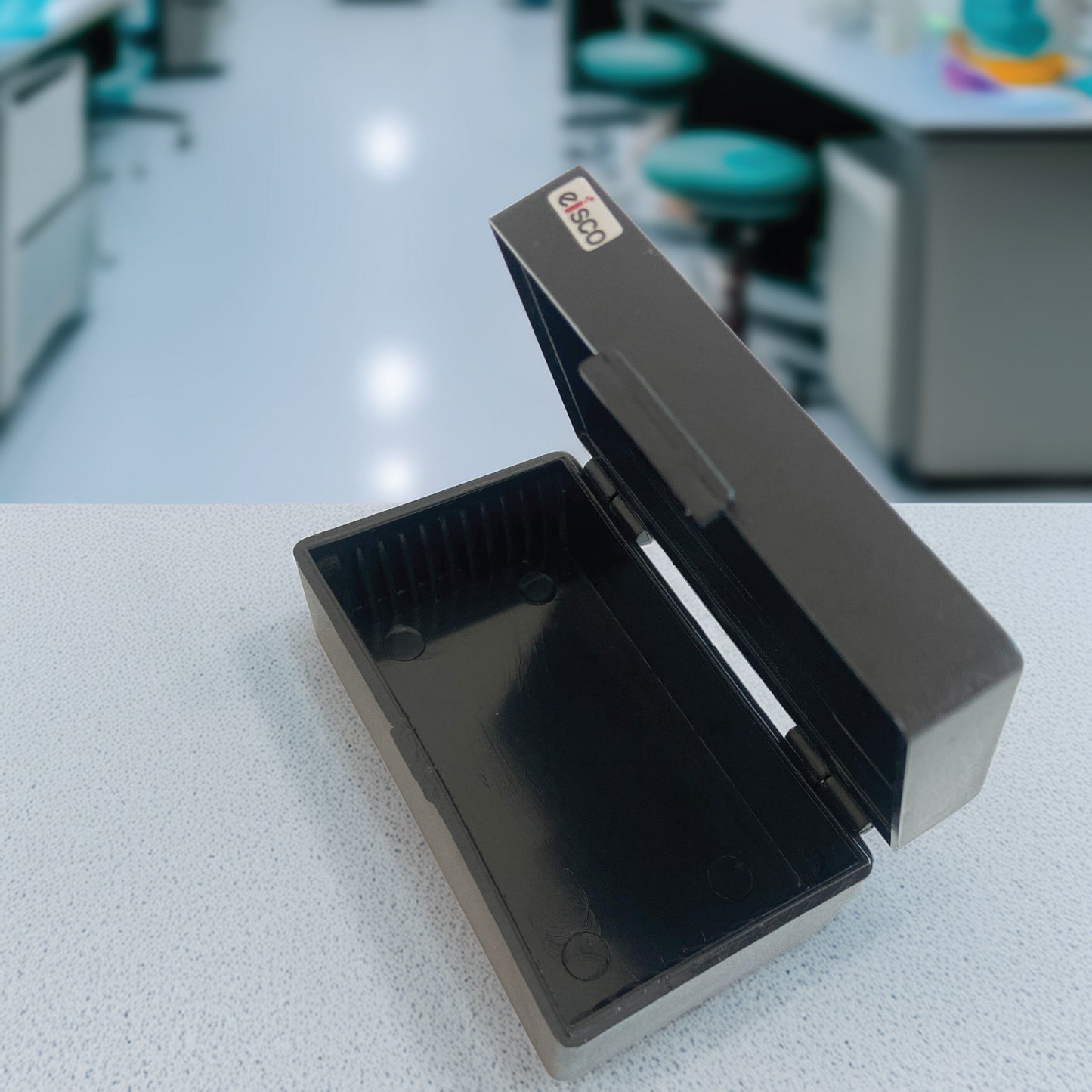EISCO Microscope Slide Box – 10 Slot Compact Storage Case | Durable Polystyrene, Dustproof, Secure Holder | Lab Slide Organizer for School, Medical, Biology, Chemistry & Science Research