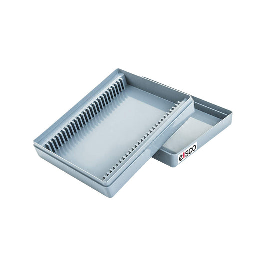 EISCO Microscope Slide Box – 25 Slot Storage Case | Premium Durable Polystyrene, Secure & Dustproof | Laboratory Slide Holder for Pathology, Science Lab, Medical Studies & Research