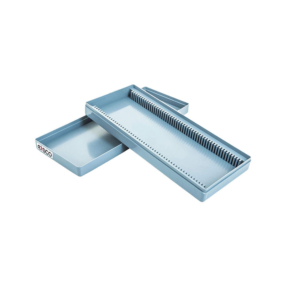 EISCO Microscope Slide Box – 50 Slot Storage Case | Compact & Secure Polystyrene Organizer | Lab Slide Holder for Biology, Chemistry, Pathology, Medical Studies & Science Research