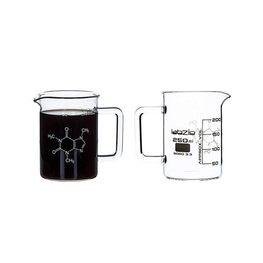Labzio -Hand-Crafted Borosilicate Glass Beaker Mugs. Perfect for Coffee, Cocktails, and More. Pack of 2