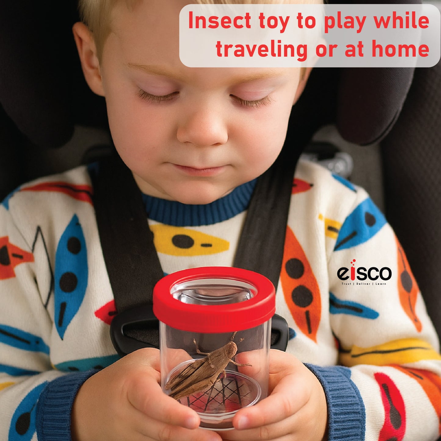 Eisco Bug Viewer Magnifier for Kids (Pack of 4) Insect Catcher Toy with Magnifying Lens, STEM Science Kit for Outdoor Exploration, Nature Discovery, Learning, Entomology & Camping Fun