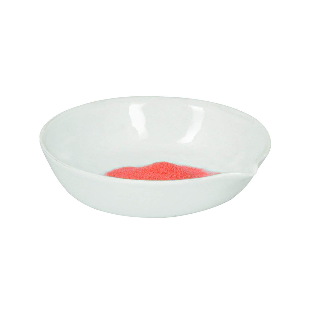EISCO - Evaporating Dish, Made of Porcelain, Flat Form, with Spout, Glazed Inside & Outside, 35 ml Capacity, 70 mm Outer Dia.Pack of 6