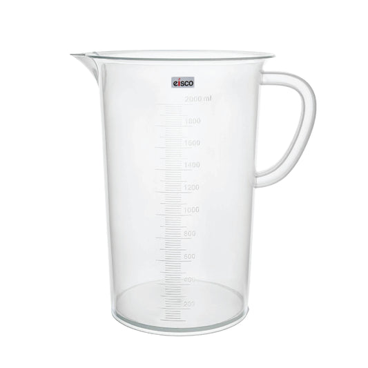 EISCO - Beaker with Handle and Spout, 2000 ml, made of Polypropylene, High Quality, Excellent Clarity, Autoclavable, Good Chemical Resistance, 20 ml Graduations