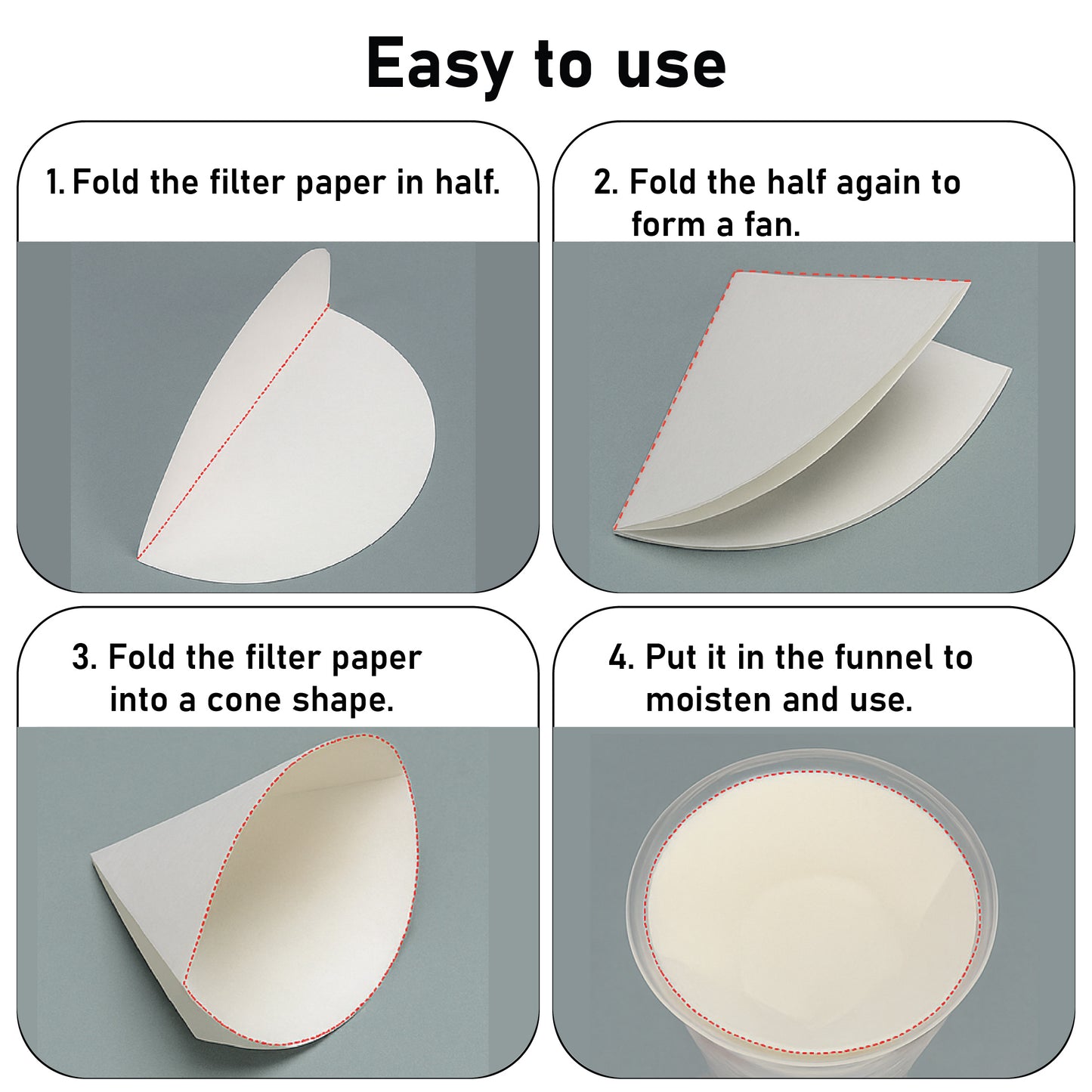 EISCO Filter Paper (Pack of 100) 15cm Diameter, 8-10 Micron | Lab-Grade Qualitative Filter Paper for Chemistry, Testing, and Science Experiments | Pure Cellulose Material for Classroom, Research Use