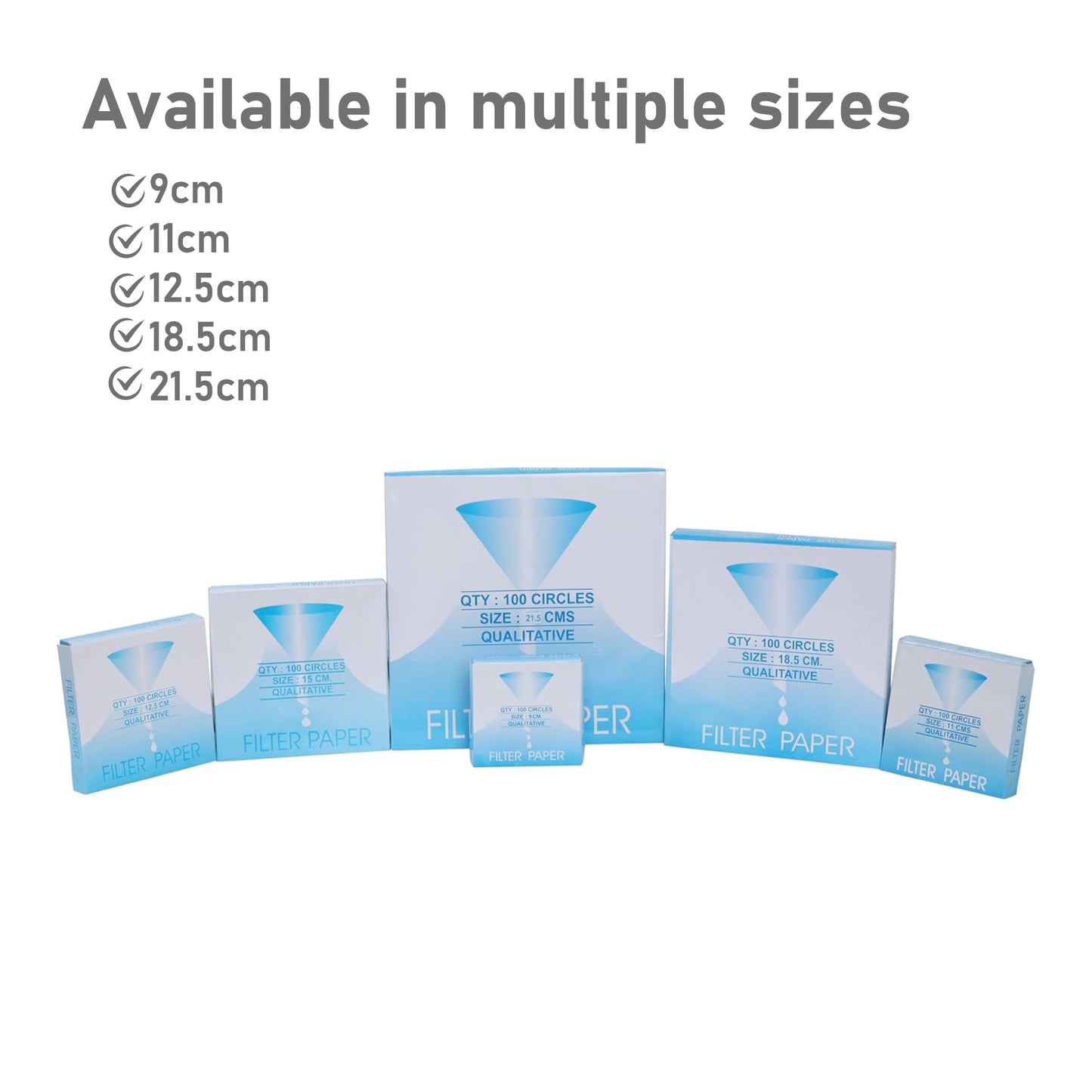 EISCO Filter Paper (Pack of 100) 15cm Diameter, 8-10 Micron | Lab-Grade Qualitative Filter Paper for Chemistry, Testing, and Science Experiments | Pure Cellulose Material for Classroom, Research Use