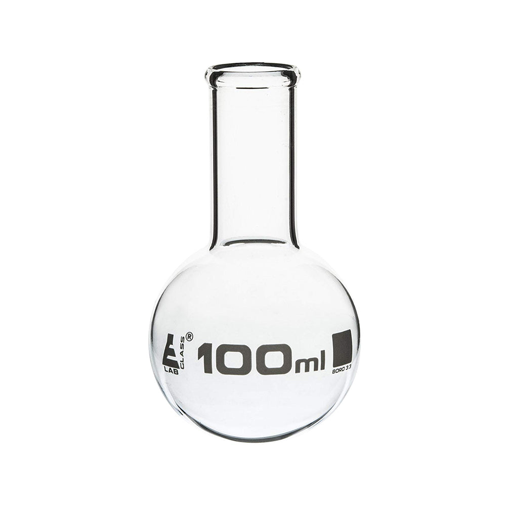 Eisco Labglass CH0402C Round Bottom Boiling Flask, 100 ml, Narrow Neck with Beaded Rim, Borosilicate Glass, Pack of 12