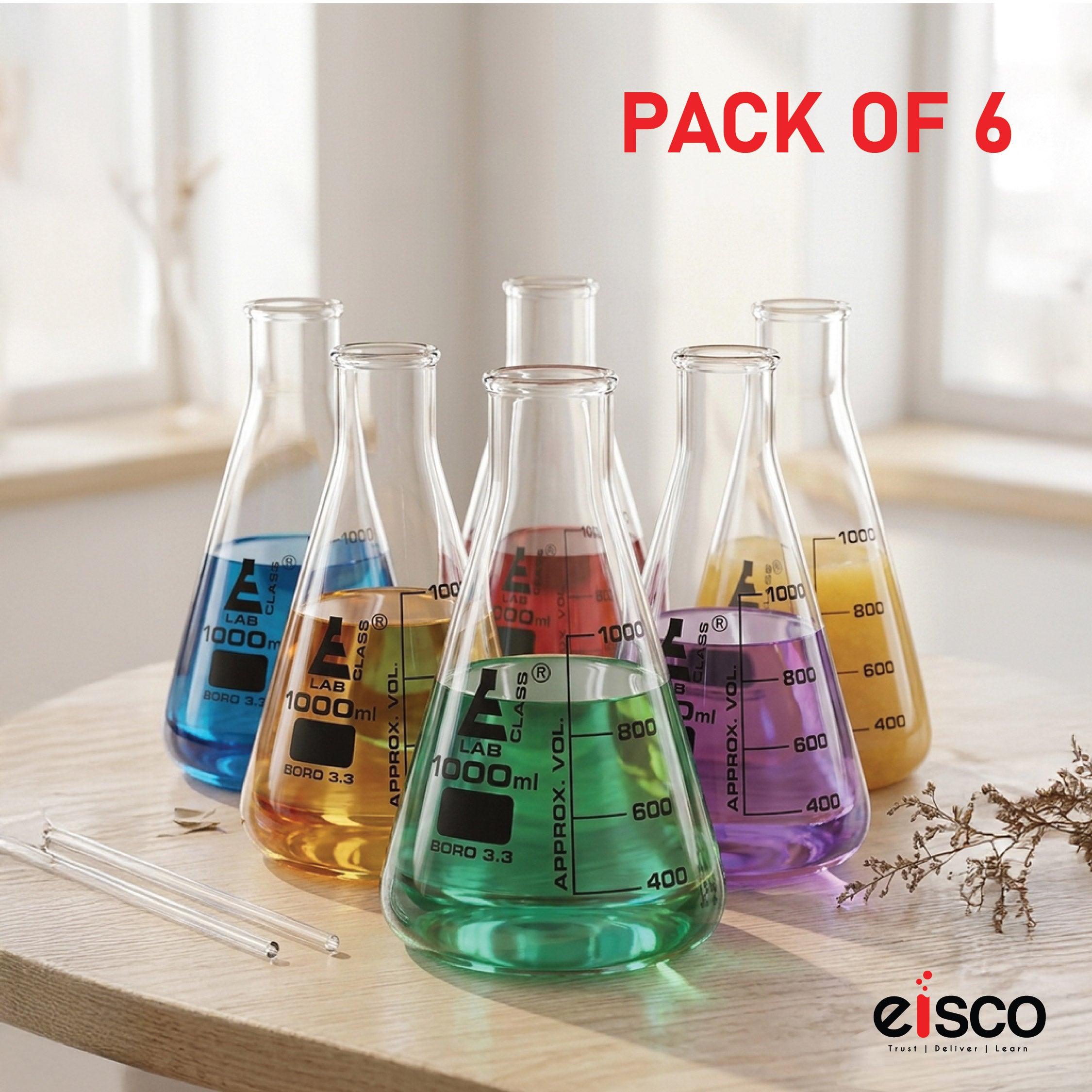 Fiole Conique De Laboratoire POMEX – 50 à 1000 ML – En Verre – Réutilisable – Neuf