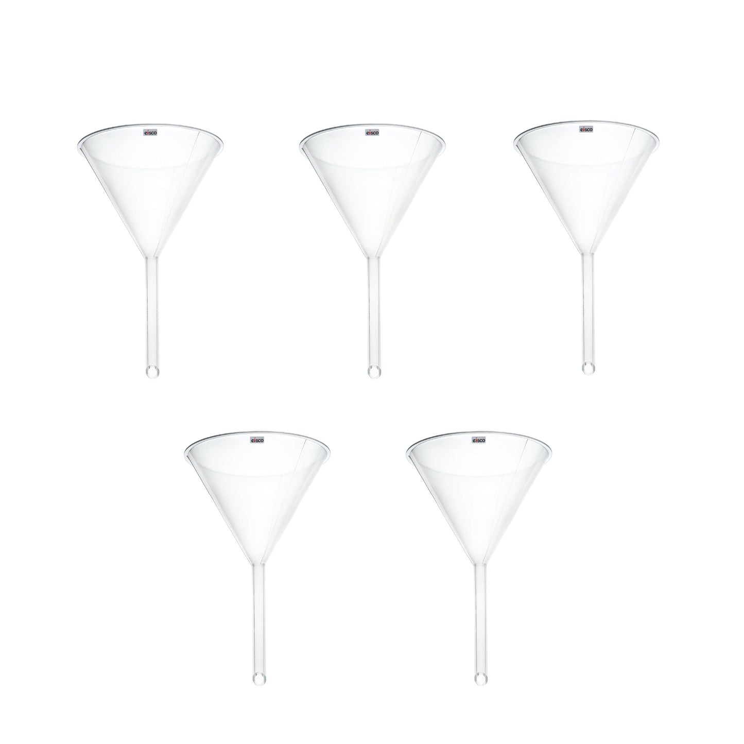 EISCO Plastic Filter Funnel – 100mm Diameter, 80mm Stem, Polyethylene (Pack of 5) Heavy-Duty Laboratory Funnel for Filtration, Scientific Experiments, Liquid Handling, Water, Fuel, Solvents, Acids, Oil & Industrial Applications