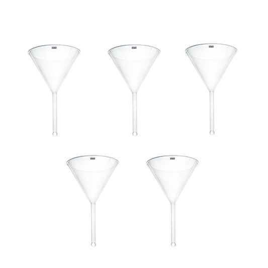 EISCO Plastic Filter Funnel – 100mm Diameter, 80mm Stem, Polyethylene (Pack of 5) Heavy-Duty Laboratory Funnel for Filtration, Scientific Experiments, Liquid Handling, Water, Fuel, Solvents, Acids, Oil & Industrial Applications