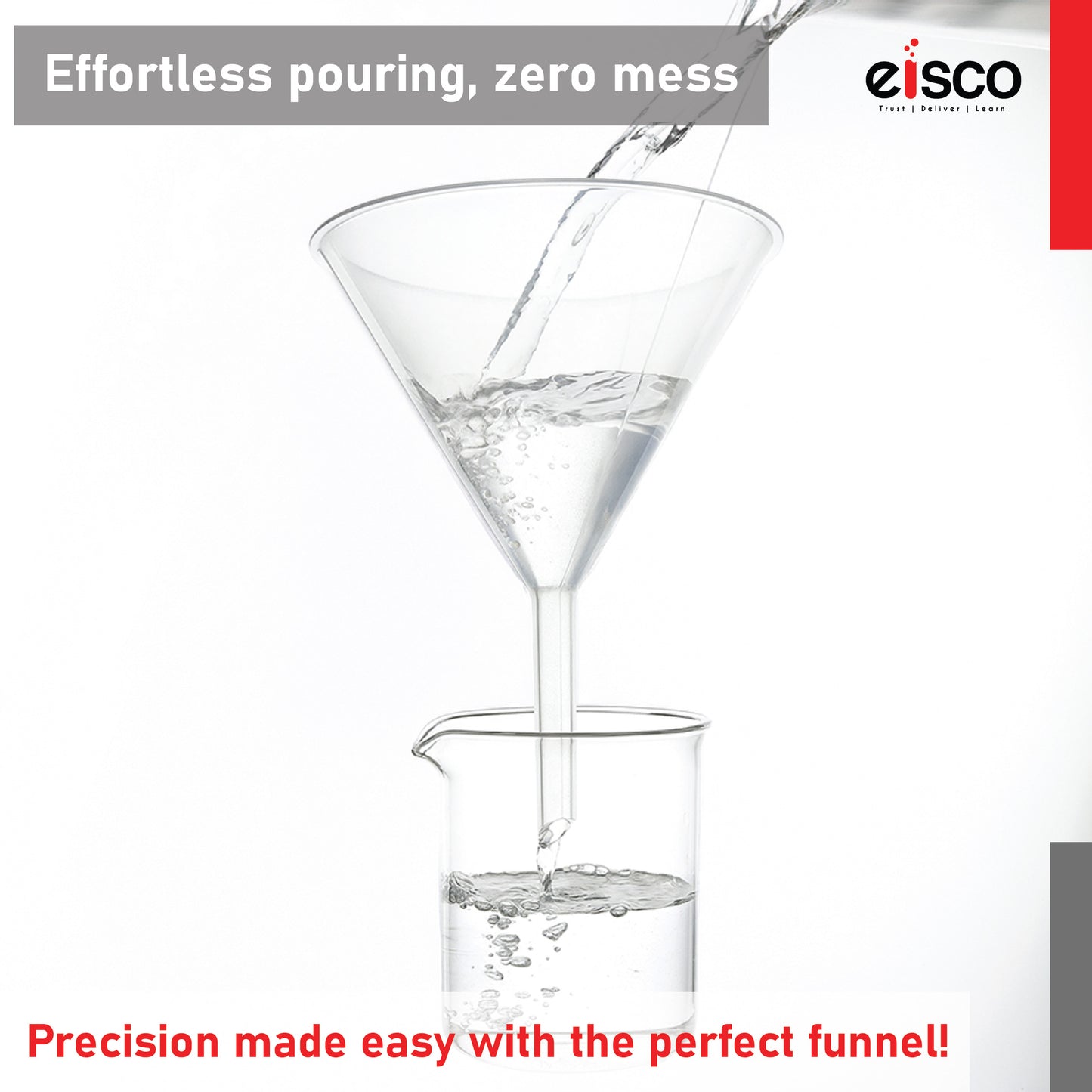 EISCO Plastic Filter Funnel – 100mm Diameter, 80mm Stem, Polyethylene (Pack of 5) Heavy-Duty Laboratory Funnel for Filtration, Scientific Experiments, Liquid Handling, Water, Fuel, Solvents, Acids, Oil & Industrial Applications