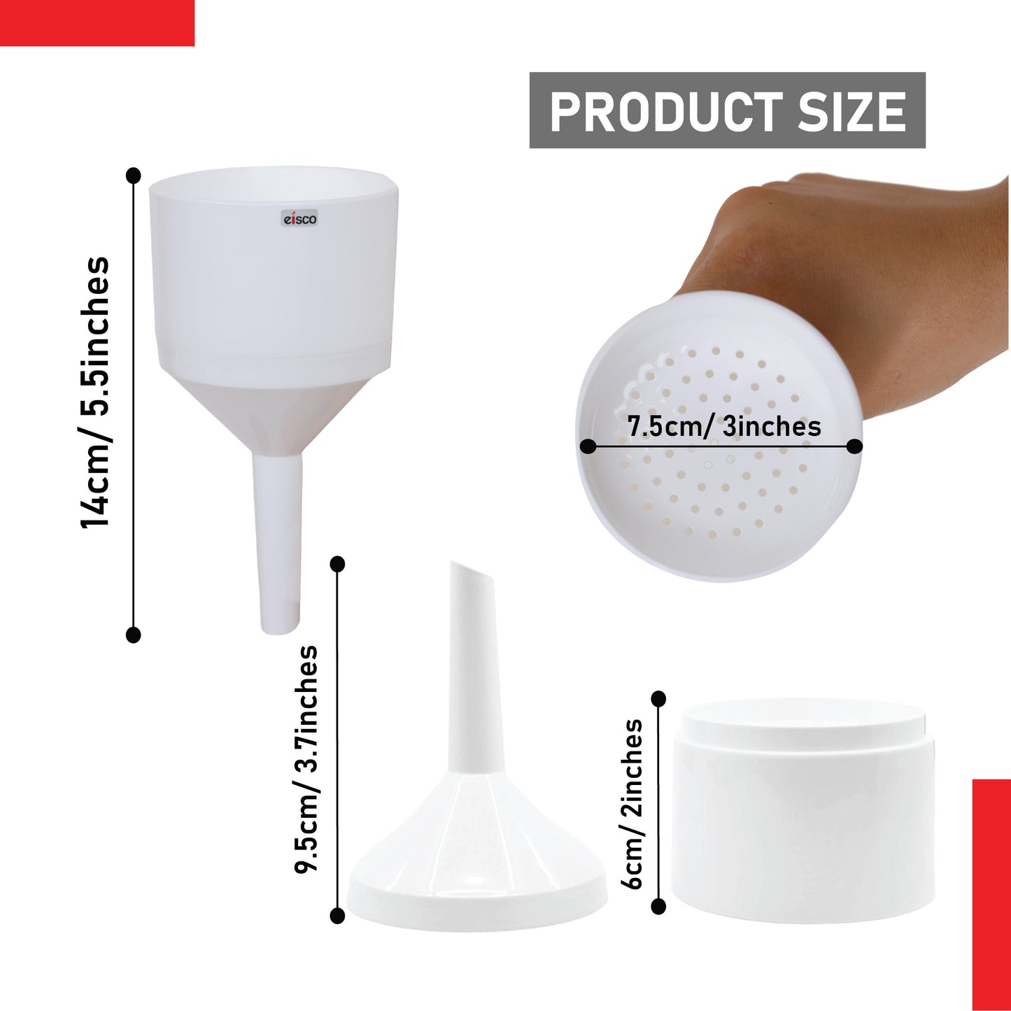 EISCO Buchner Filter Funnel 70mm – Durable Polypropylene, Autoclavable, 2-Piece Design with Perforated Plate | Vacuum Filtration for Lab, Chemistry, Microbiology, Acids, Solvents & Water Use