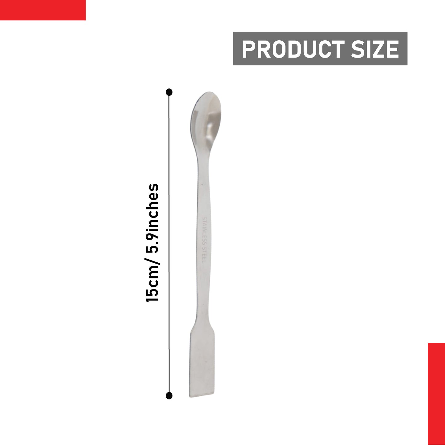 Eisco Stainless Steel Lab Spatula – 15cm, Dual-End Spoon & Flat Blade, Multipurpose Tool for Science Labs, Kitchen, Powder Mixing, Art, Resin, Crafting & Epoxy Work (Pack of 5)