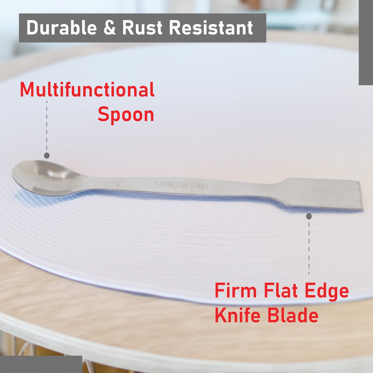 Eisco Stainless Steel Lab Spatula – 15cm, Dual-End Spoon & Flat Blade, Multipurpose Tool for Science Labs, Kitchen, Powder Mixing, Art, Resin, Crafting & Epoxy Work (Pack of 5)