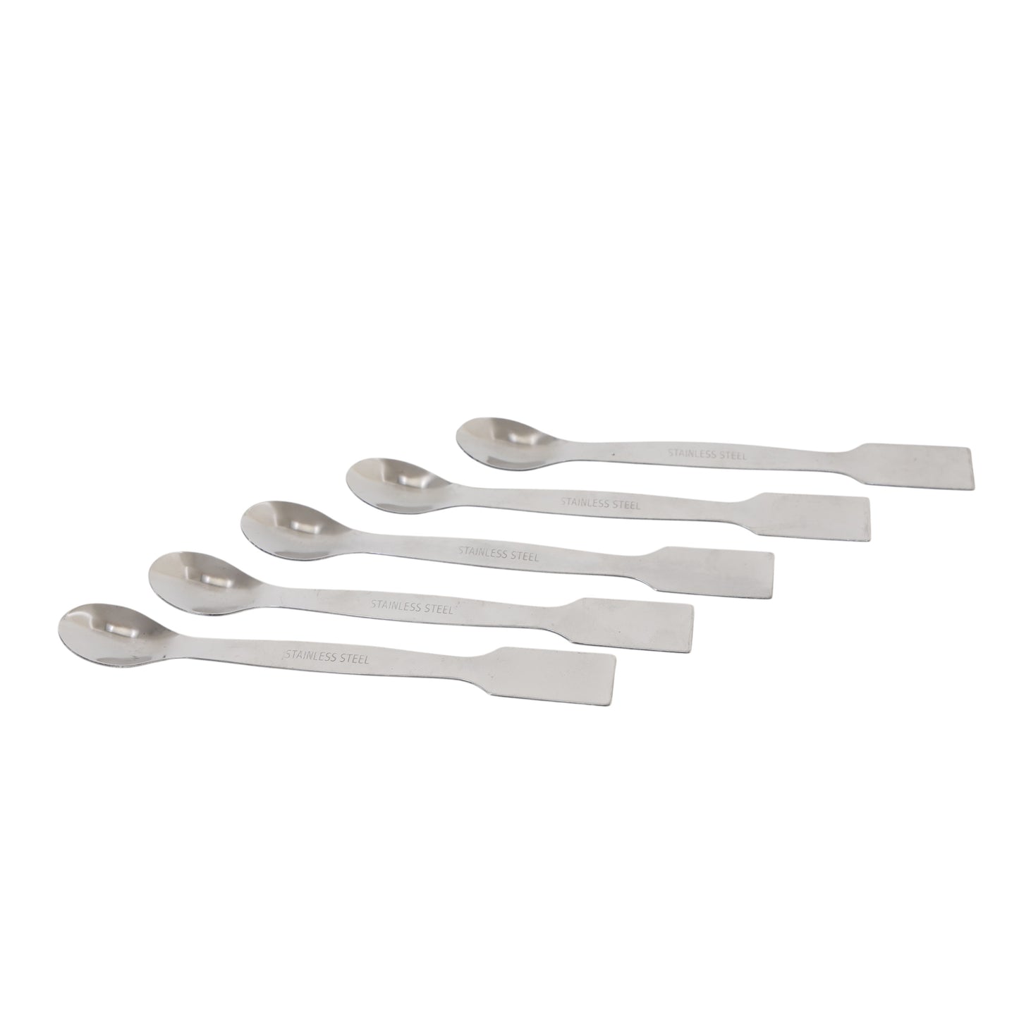 Eisco Stainless Steel Lab Spatula – 15cm, Dual-End Spoon & Flat Blade, Multipurpose Tool for Science Labs, Kitchen, Powder Mixing, Art, Resin, Crafting & Epoxy Work (Pack of 5)