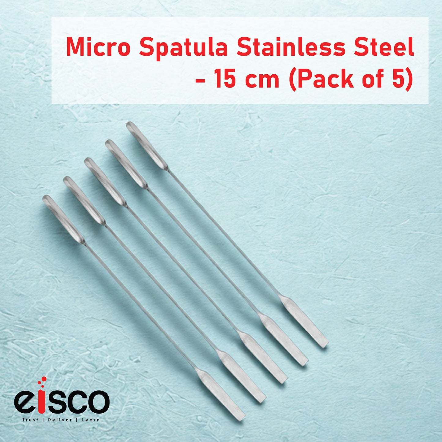EISCO Set of 5 Micro Spatula – Stainless Steel, Double-Ended Scoop & Flat End, 15cm, Precision Lab Tool for Chemistry, Science Experiments, Powders, Epoxy, DIY Crafts, Jewelry Making & Sample Handling